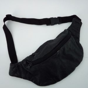 Vintage Genuine Leather 80's 90's Fanny Pack Black Waist